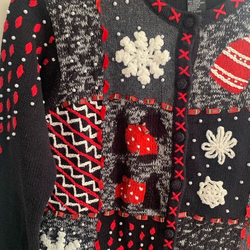 Studio Black And Red Patchwork Sweater - image 4